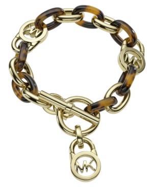 Michael Kors Gold-tone Tortoise Acetate Link Toggle Bracelet