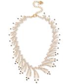 Betsey Johnson Gold-tone Crystal And Stone Spray Choker Necklace
