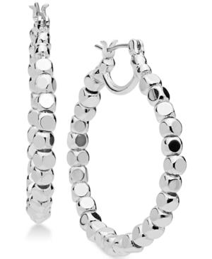 Nine West Silver-tone Beaded Hoop Earrings