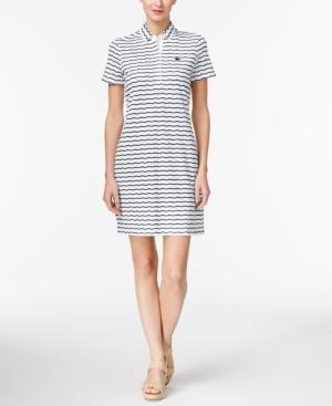 Lacoste Cotton Striped Button-back Polo Dress
