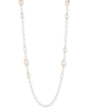Carolee Gold-tone Crystal & Freshwater Pearl (4-10mm) 36 Station Necklace