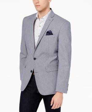 Bar Iii Men's Slim-fit Blue/white Mini-check Sport Coat, Created For Macy's