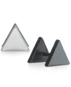 Sutton By Rhona Sutton Men's Two-tone Stainless Steel Triangle Front-back Stud Earrings
