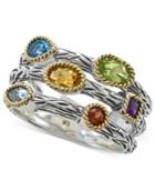 Balissima By Effy Multistone Three Row Band In Sterling Silver And 18k Gold