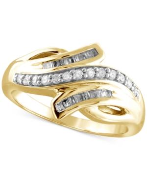 Diamond Bypass Ring (1/4 Ct. T.w.) In 14k Gold-plated Sterling Silver