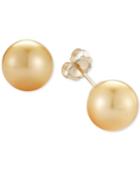 Cultured Golden South Sea Pearl Stud Earrings (9mm) In 14k Gold