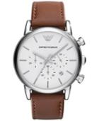 Emporio Armani Men's Chronograph Brown Leather Strap Watch 41mm Ar1846