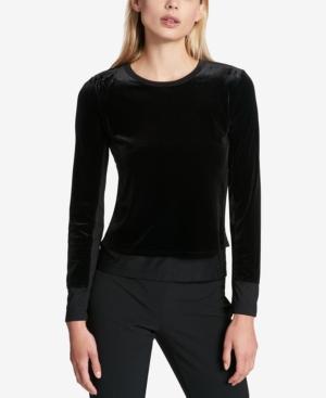 Dkny Mixed-media Layered-look Top