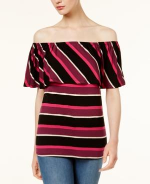 Kensie Striped Off-the-shoulder Top
