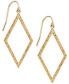 Textured Geometric Drop Earrings In 14k Gold