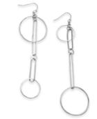 Inc International Concepts Silver-tone Link & Circle Mismatch Linear Drop Earrings, Created For Macy's
