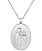 Mother-themed Oval Locket Pendant Necklace In Sterling Silver