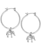 Lucky Brand Silver-tone Elephant Charm Hoop Earrings