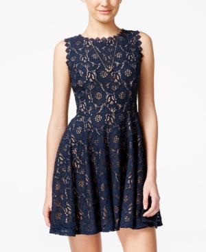 City Studios Juniors' Lace Fit & Flare Dress