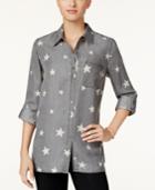 Style & Co. Star-print Denim Shirt, Only At Macy's