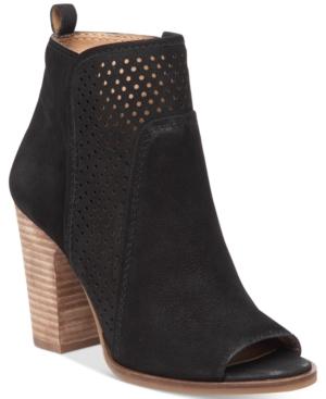 Lucky Brand Women's Lakmeh Peep-toe Perforated Booties Women's Shoes