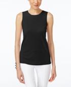 Alfani Petite High-neck Ribbed Tank Top, Only At Macy's