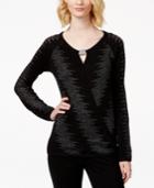 Inc International Concepts Embellished Metallic Surplice Top, Only At Macy's