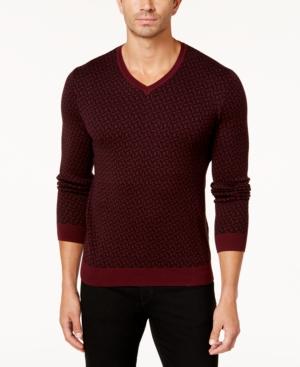 Alfani Men's Geometric V-neck Sweater, Created For Macy's