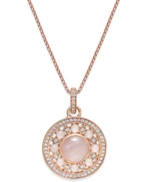 Thomas Sabo Rose Quartz And Crystal Pendant Necklace In 18k Rose Gold-plated Sterling Silver