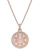 Thomas Sabo Rose Quartz And Crystal Pendant Necklace In 18k Rose Gold-plated Sterling Silver