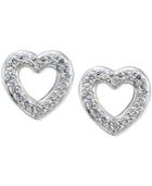 Giani Bernini Cubic Zirconia Pave Heart Stud Earrings In Sterling Silver, Only At Macy's