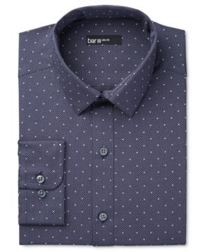 Bar Iii Men's Interchangeable Collar Fitted Navy Dot Dress Shirt, Only At Macy's