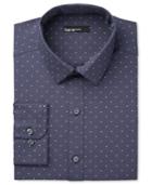 Bar Iii Men's Interchangeable Collar Fitted Navy Dot Dress Shirt, Only At Macy's