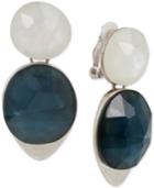 Robert Lee Morris Soho Silver-tone Stone Clip-on Double Drop Earrings