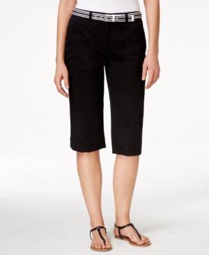 Karen Scott Twill Belted Bermuda Shorts, Only At Macy's