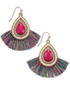 Thalia Sodi Gold-tone Stone, Bead And Fringe Drop Earrings, Created For Macy's