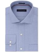 Tommy Hilfiger Men's Classic/regular Fit Soft-touch Performance Non-iron Blue Textured Dress Shirt