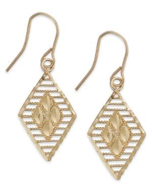 10k Two-tone Gold Earrings, Diamond Cut Earrings