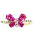 Effy Pink Sapphire (1-3/8 Ct. T.w.) & Diamond (1/5 Ct. T.w.) Butterfly Ring In 14k Gold