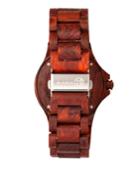 Earth Wood Gila Wood Bracelet Watch W/magnified Date Red 43mm