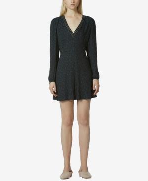 Avec Les Filles Printed Mini Dress With Stud Detail