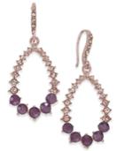 Inc International Concepts Rose Gold-tone Pink Pave & Purple Stone Drop Earrings, Created For Macy's