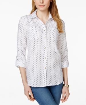 Charter Club Linen Polka-dot Shirt, Only At Macy's