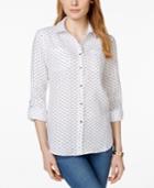 Charter Club Linen Polka-dot Shirt, Only At Macy's