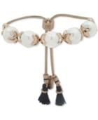 Ivanka Trump Gold-tone Imitation Pearl & Blue Tassel Slider Bracelet