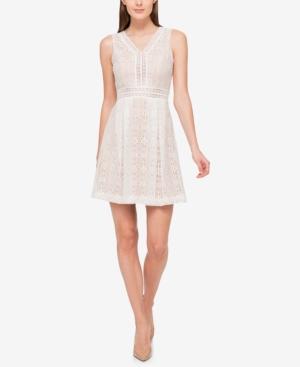 Jessica Simpson V-neck Lace Fit & Flare Dress