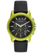 Ax Armani Exchange Men's Chronograph Outer Banks Black Silicone Strap Watch 44mm