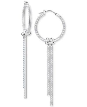 Swarovski Silver-tone Crystal Knot & Hoop Drop Earrings