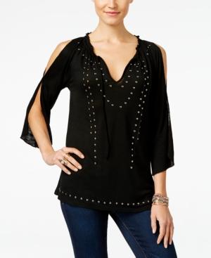 Inc International Concepts Studded Cold-shoulder Blouse, Only At Macy's