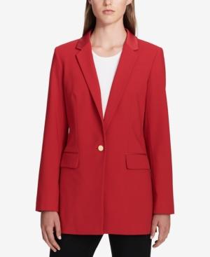 Calvin Klein Faux-leather-collar Blazer, Regular & Petite