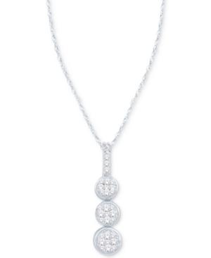 Diamond Triple Cluster Pendant Necklace (1/5 Ct. T.w.) In 10k White Gold