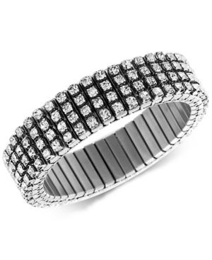 Steve Madden Silver-tone Crystal Stretch Bracelet