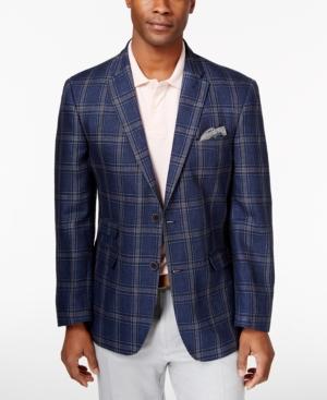 Tommy Hilfiger Men's Blue Windowpane Classic-fit Sport Coat