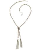 Guess Silver-tone Woven Chain Tassel Lariat Necklace