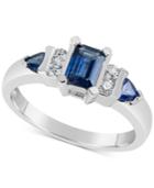 Sapphire (1-1/10 Ct. T.w.) & Diamond (1/8 Ct. T.w.) Ring In 14k White Gold